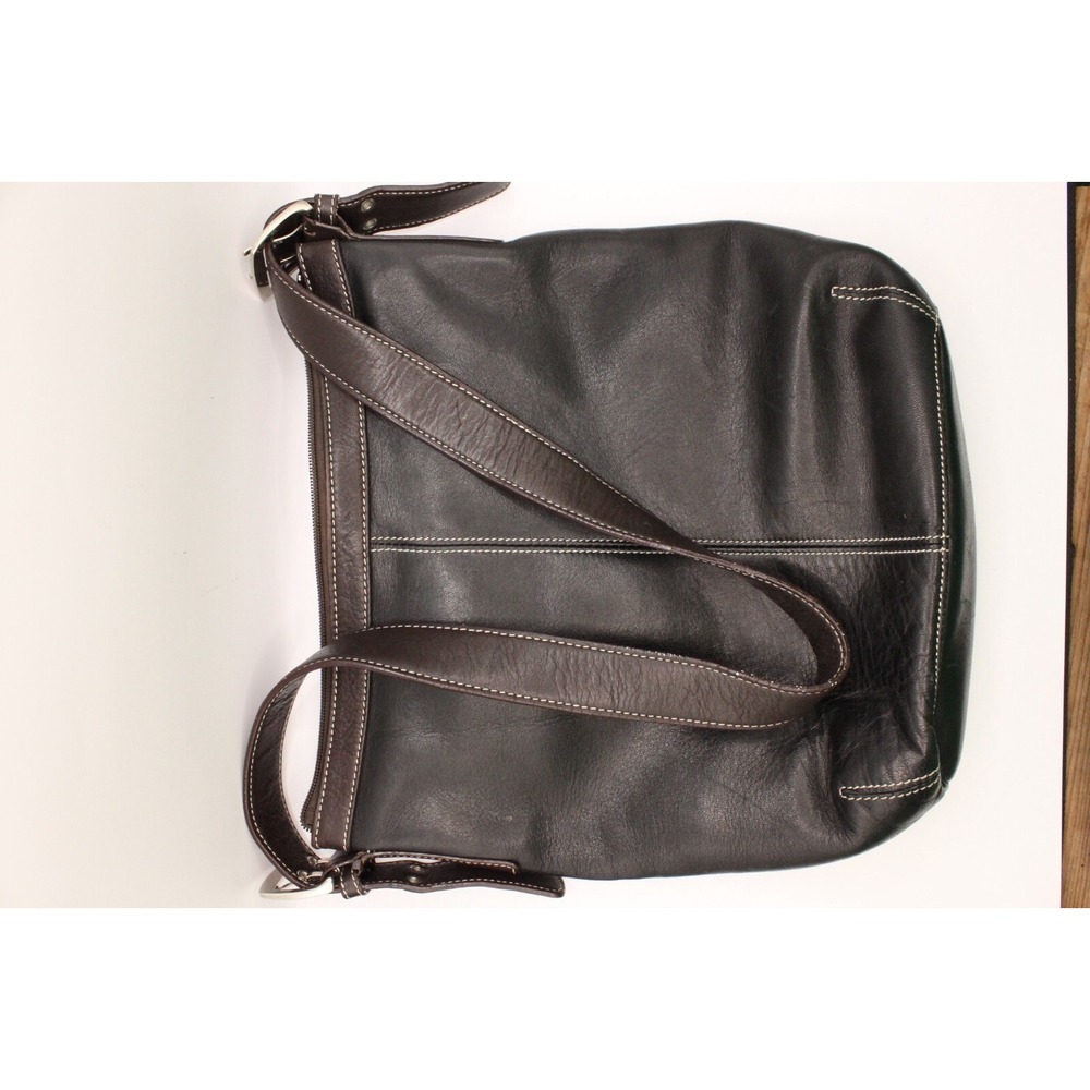 VINTAGE TIGNANELLO SOFT LEATHER  CROSSBODY SHOULDER BAG  TWO-TONED BLACK & BROWN